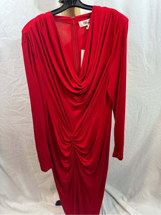 Diane Von Furstenberg Dresses & Skirts - Diane von Furstenberg Red Draped Long-Sleeve Jersey Dress XL